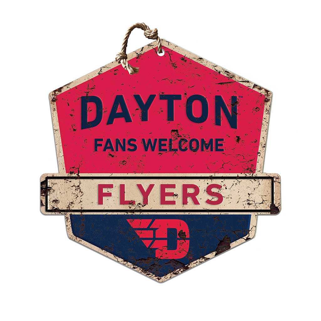 Rustic Badge Fans Welcome Sign Dayton Flyers