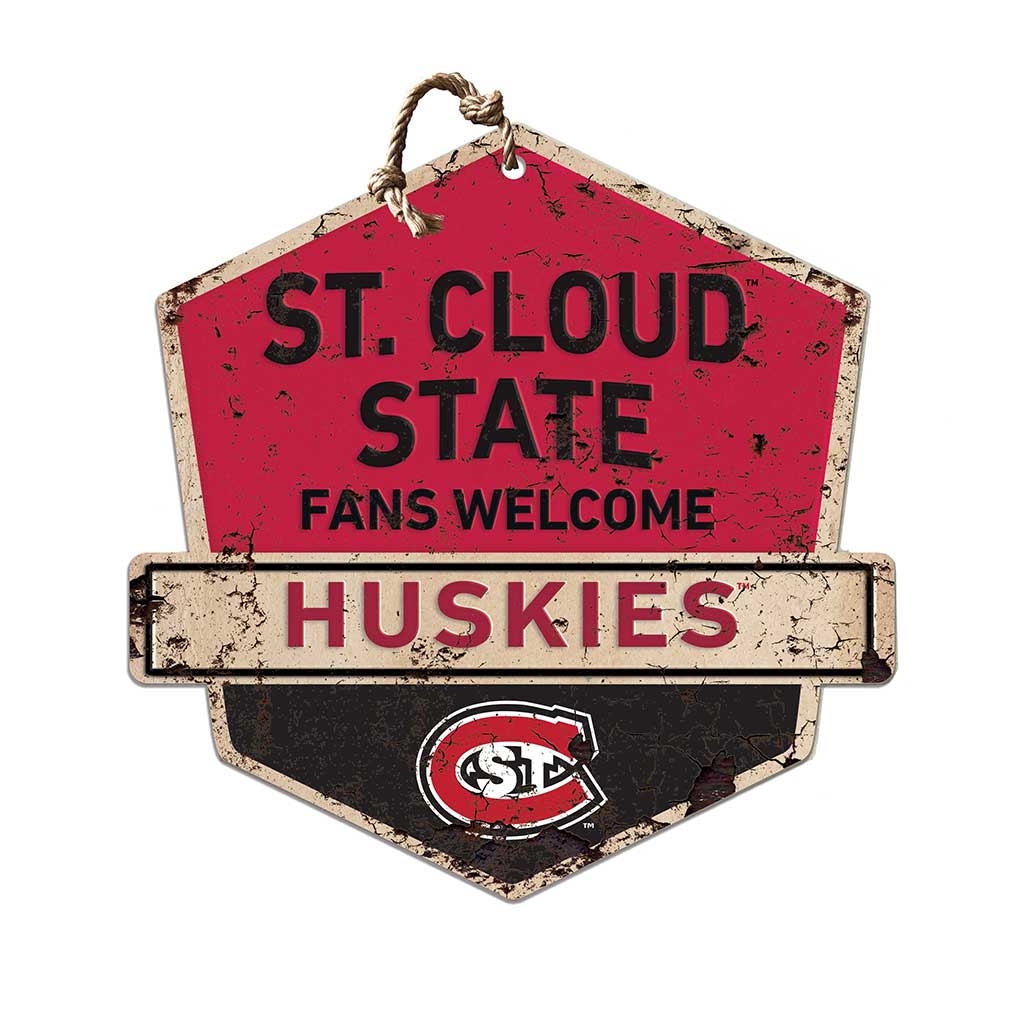 Rustic Badge Fans Welcome Sign St. Cloud State Huskies