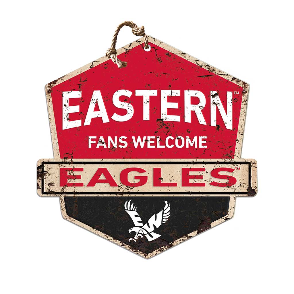 Rustic Badge Fans Welcome Sign Eastern Washington Eagles