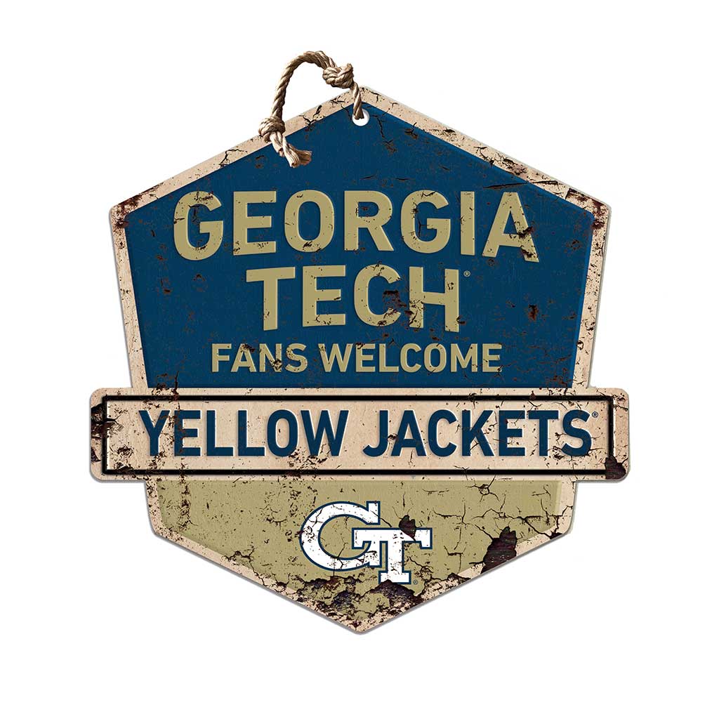 Rustic Badge Fans Welcome Sign Georgia Tech Yellow Jackets