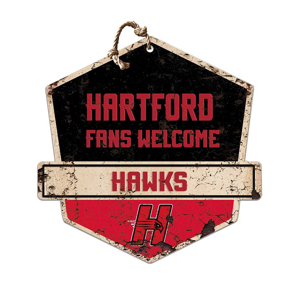 Rustic Badge Fans Welcome Sign Hartford Hawks
