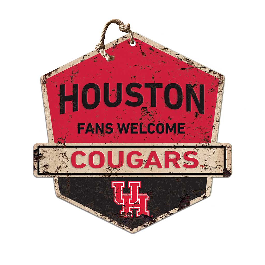 Rustic Badge Fans Welcome Sign Houston Cougars