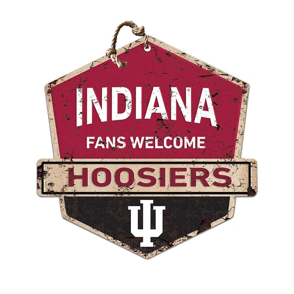 Rustic Badge Fans Welcome Sign Indiana Hoosiers