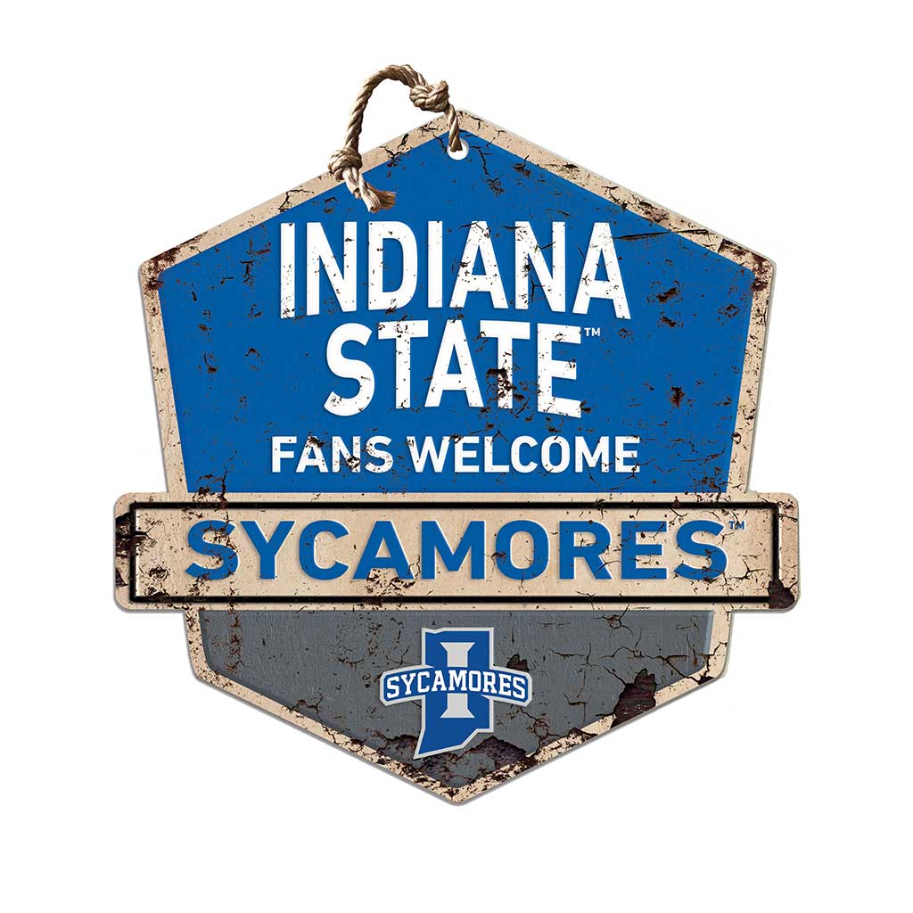 Rustic Badge Fans Welcome Sign Indiana State Sycamores