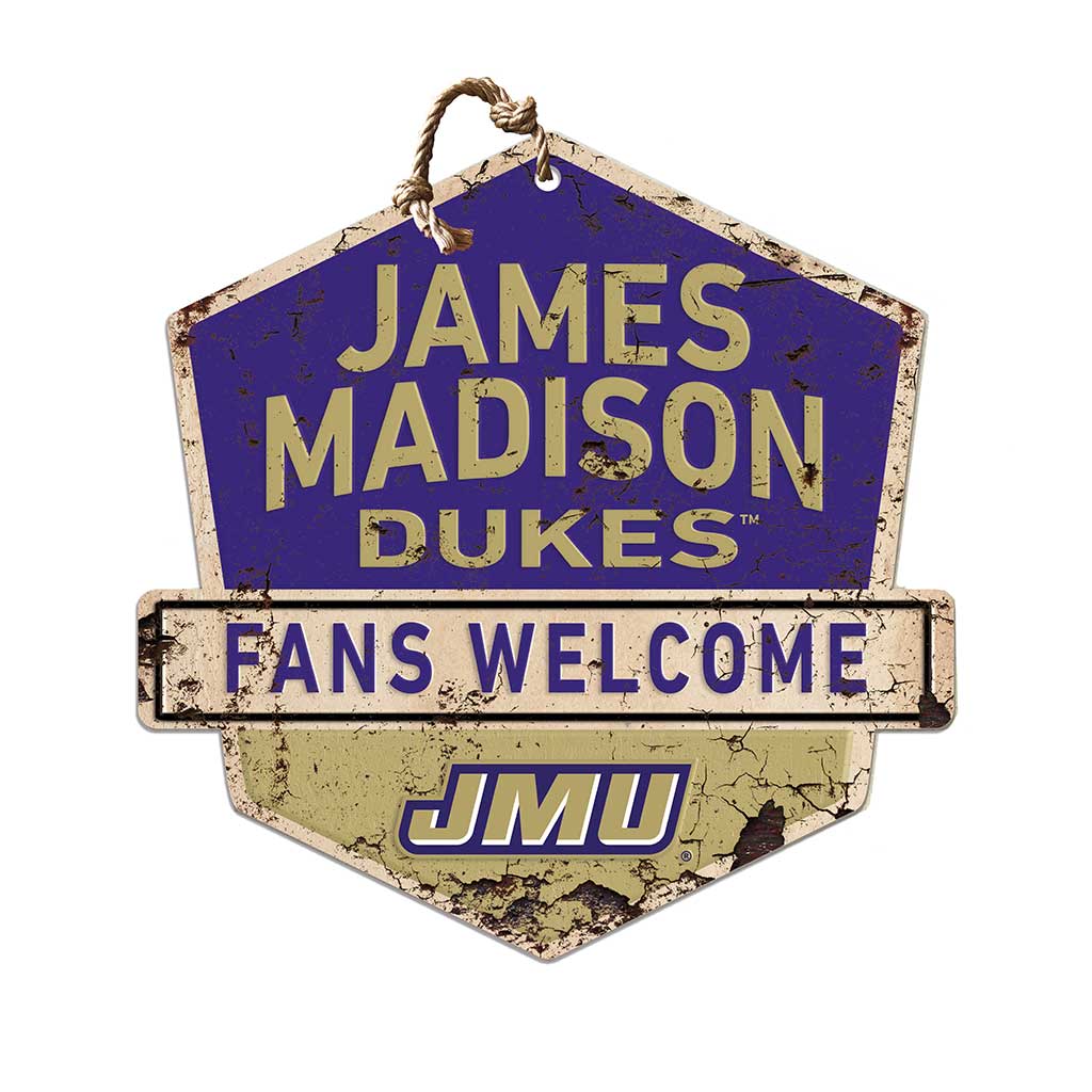 Rustic Badge Fans Welcome Sign James Madison Dukes - SPECIAL