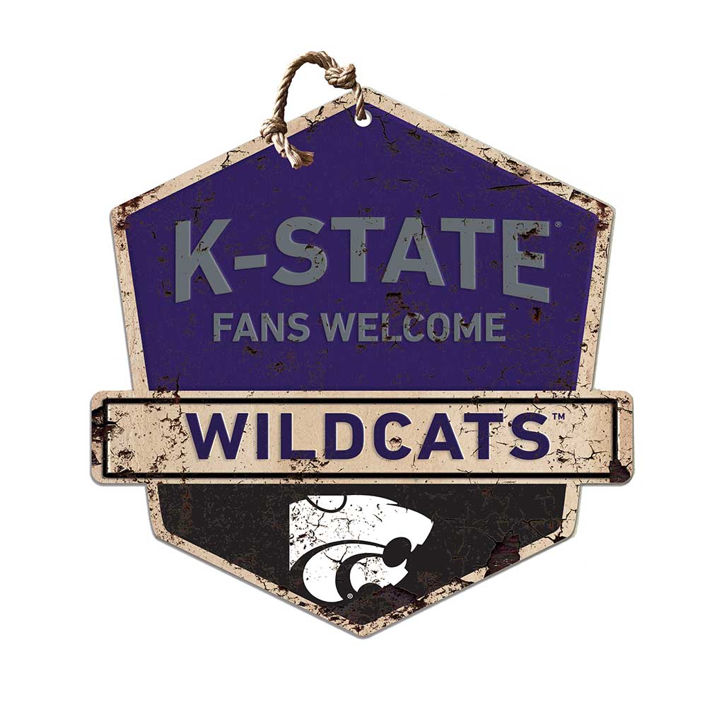 Rustic Badge Fans Welcome Sign Kansas State Wildcats