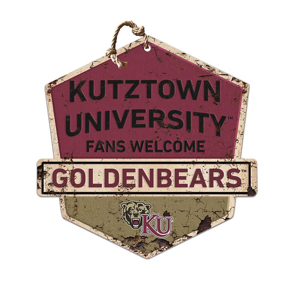 Rustic Badge Fans Welcome Sign Kutztown Golden Bears