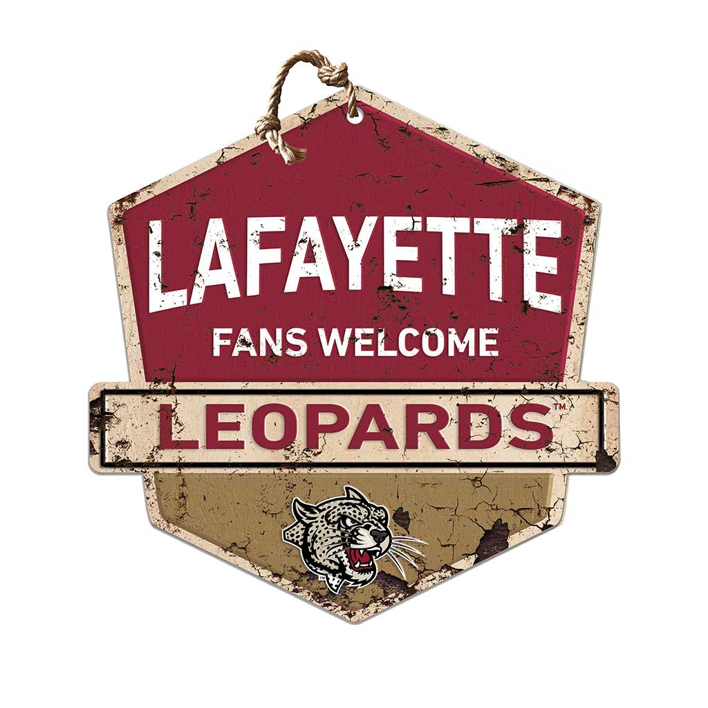 Rustic Badge Fans Welcome Sign Lafayette College Leopards