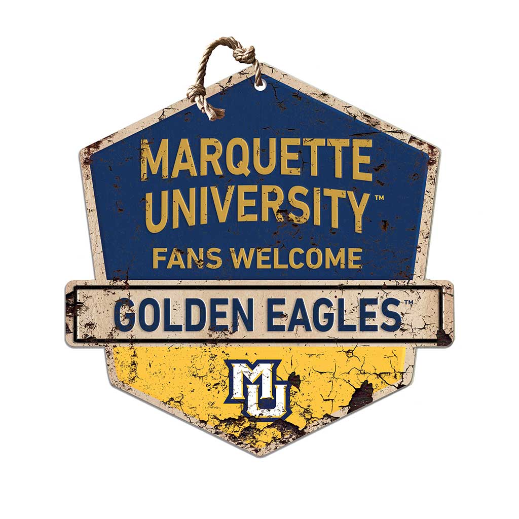 Rustic Badge Fans Welcome Sign Marquette Golden Eagles