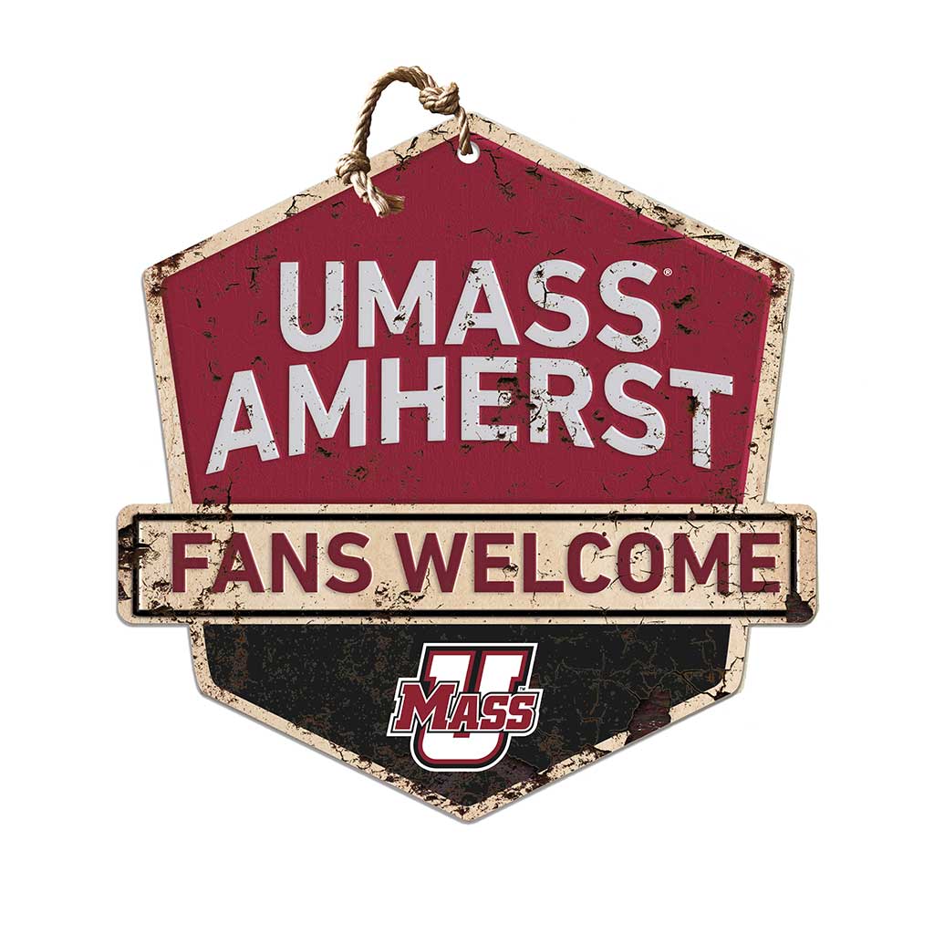 Rustic Badge Fans Welcome Sign UMASS Amherst Minutemen