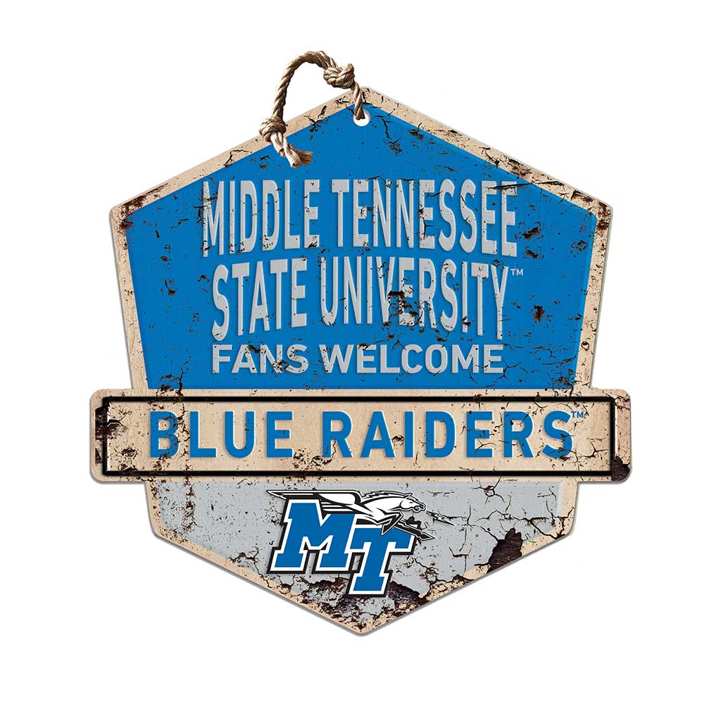 Rustic Badge Fans Welcome Sign Middle Tennessee State Blue Raiders
