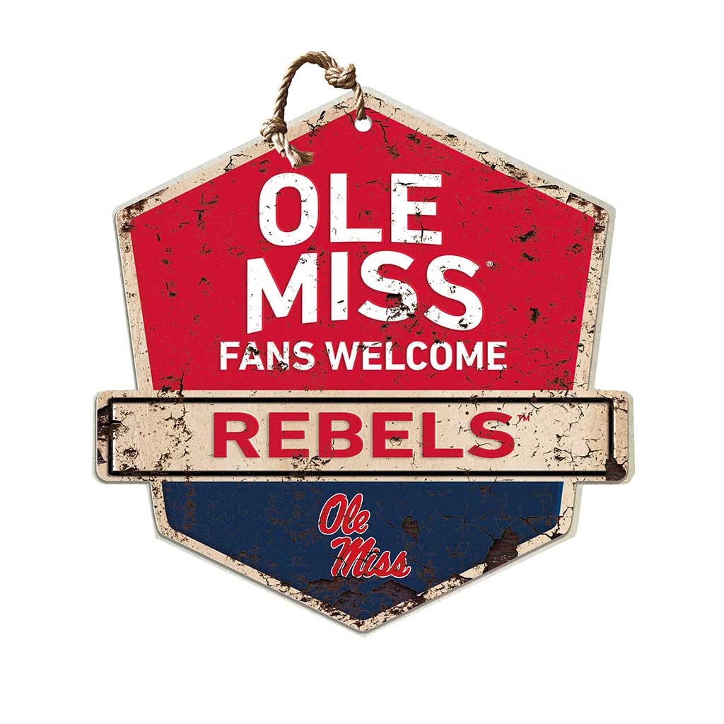 Rustic Badge Fans Welcome Sign Mississippi Rebels