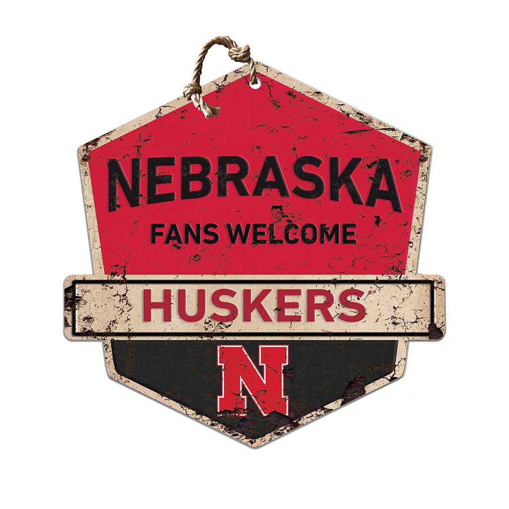 Rustic Badge Fans Welcome Sign Nebraska Cornhuskers