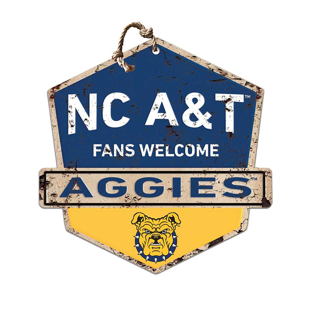 Rustic Badge Fans Welcome Sign North Carolina A&T Aggies