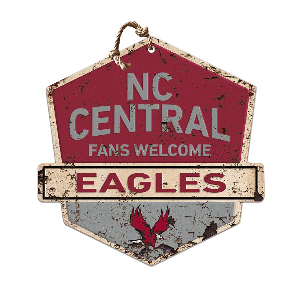 Rustic Badge Fans Welcome Sign North Carolina Central Eagles