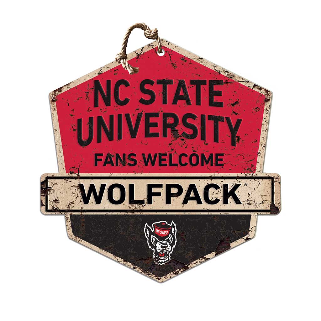 Rustic Badge Fans Welcome Sign North Carolina State Wolfpack