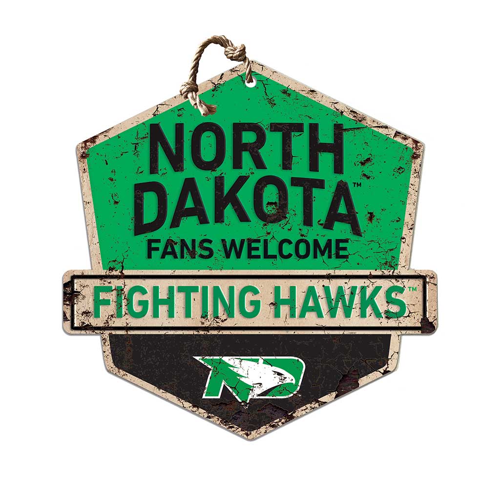 Rustic Badge Fans Welcome Sign North Dakota Fighting Hawks