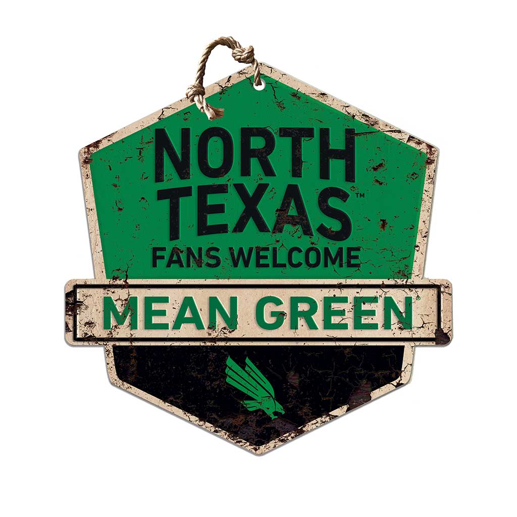 Rustic Badge Fans Welcome Sign North Texas Mean Green
