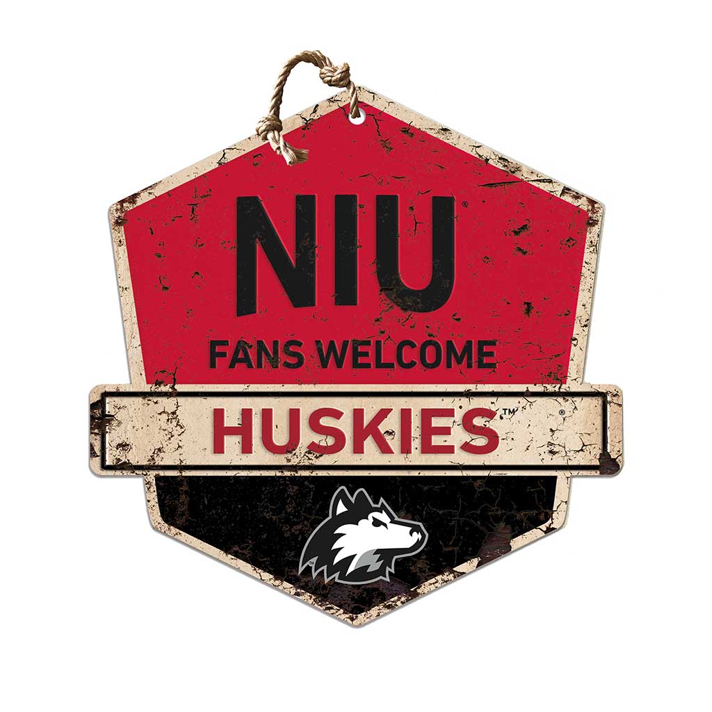 Rustic Badge Fans Welcome Sign Northern Illinois Huskies
