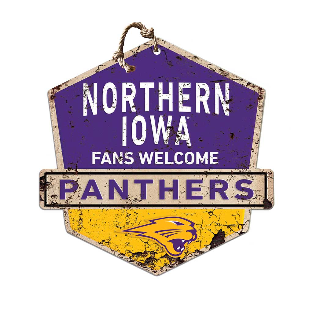 Rustic Badge Fans Welcome Sign Northern Iowa Panthers
