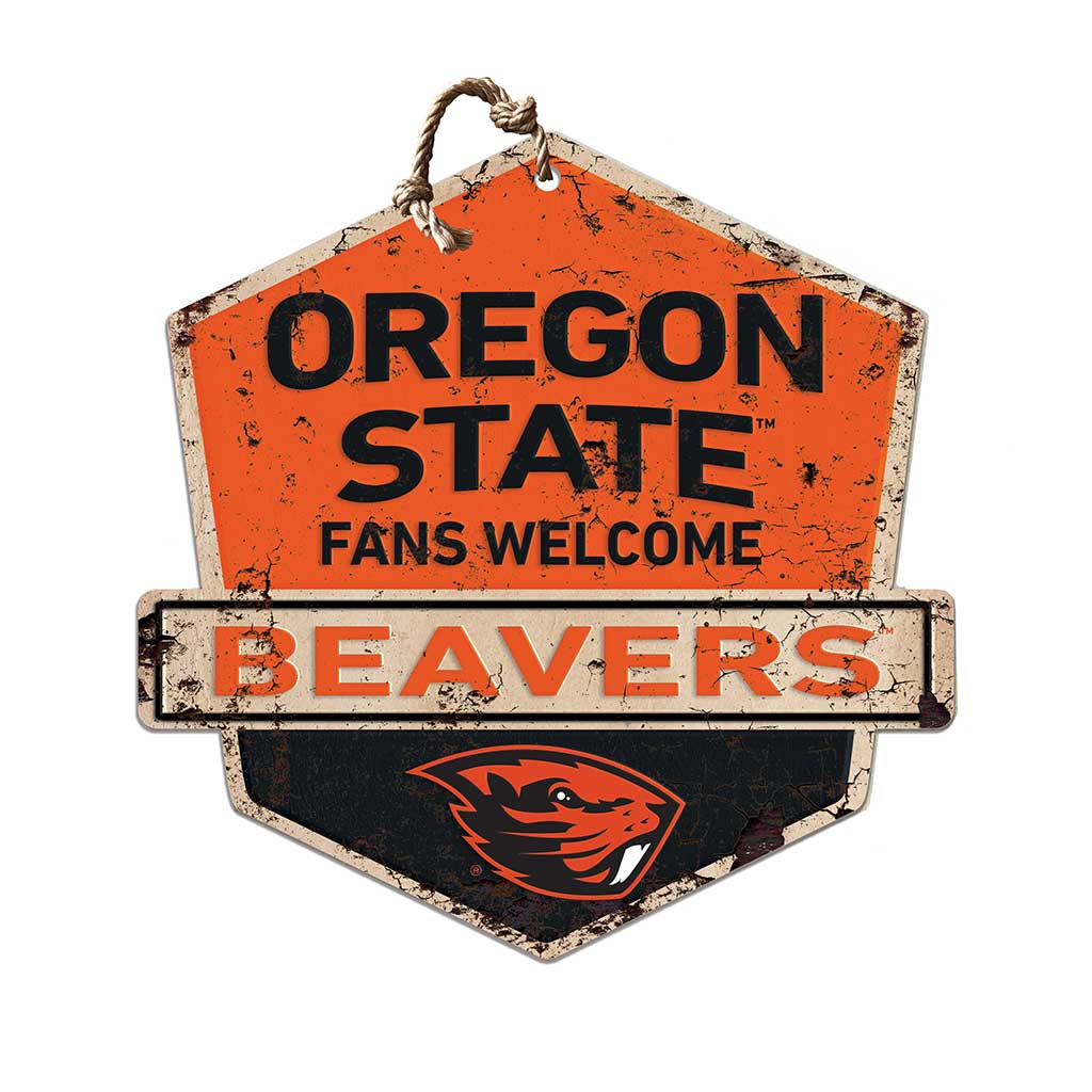 Rustic Badge Fans Welcome Sign Oregon State Beavers