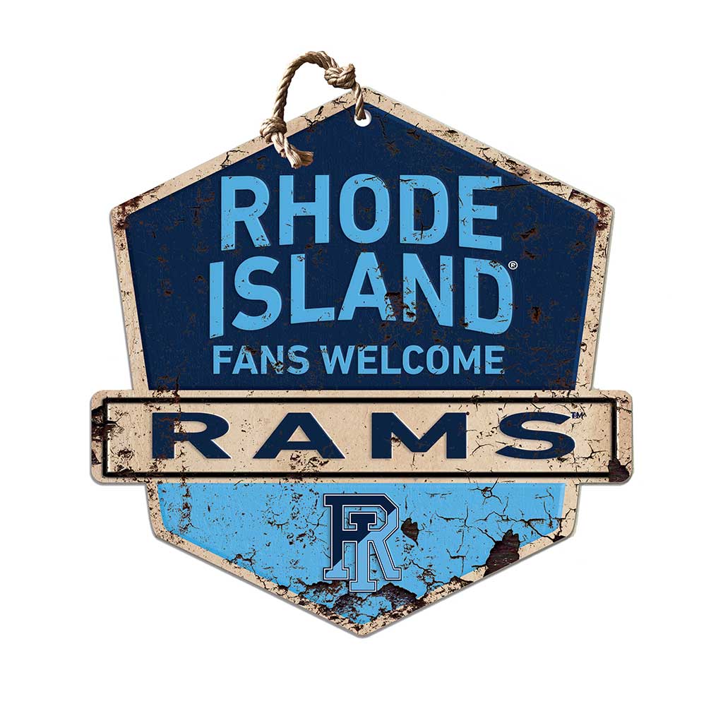 Rustic Badge Fans Welcome Sign Rhode Island Rams