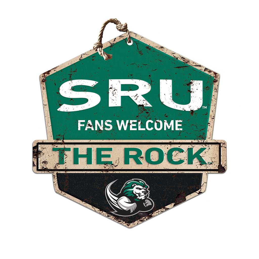 Rustic Badge Fans Welcome Sign Slippery Rock The Rock
