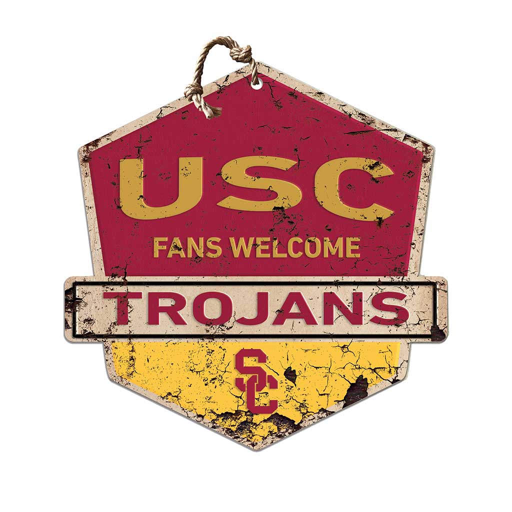 Rustic Badge Fans Welcome Sign Southern California Trojans
