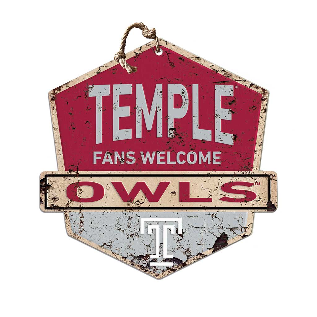 Rustic Badge Fans Welcome Sign Temple Owls