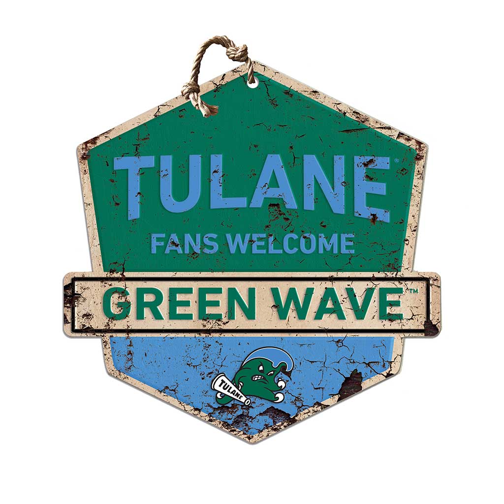 Rustic Badge Fans Welcome Sign Tulane Green Wave