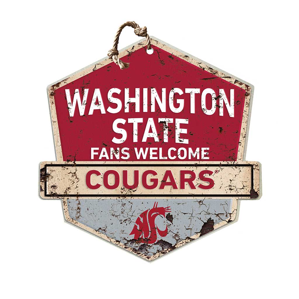Rustic Badge Fans Welcome Sign Washington State Cougars
