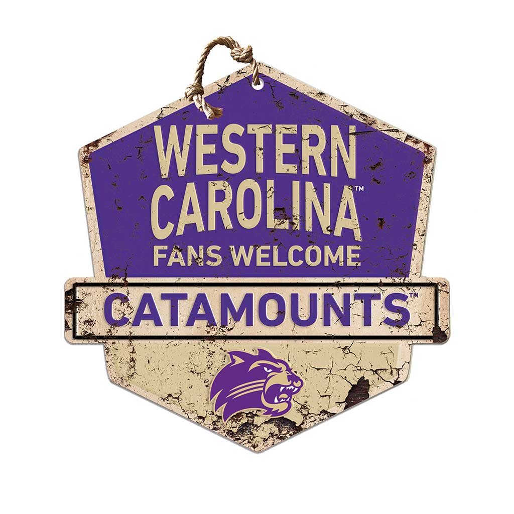 Rustic Badge Fans Welcome Sign Western Carolina Catamounts
