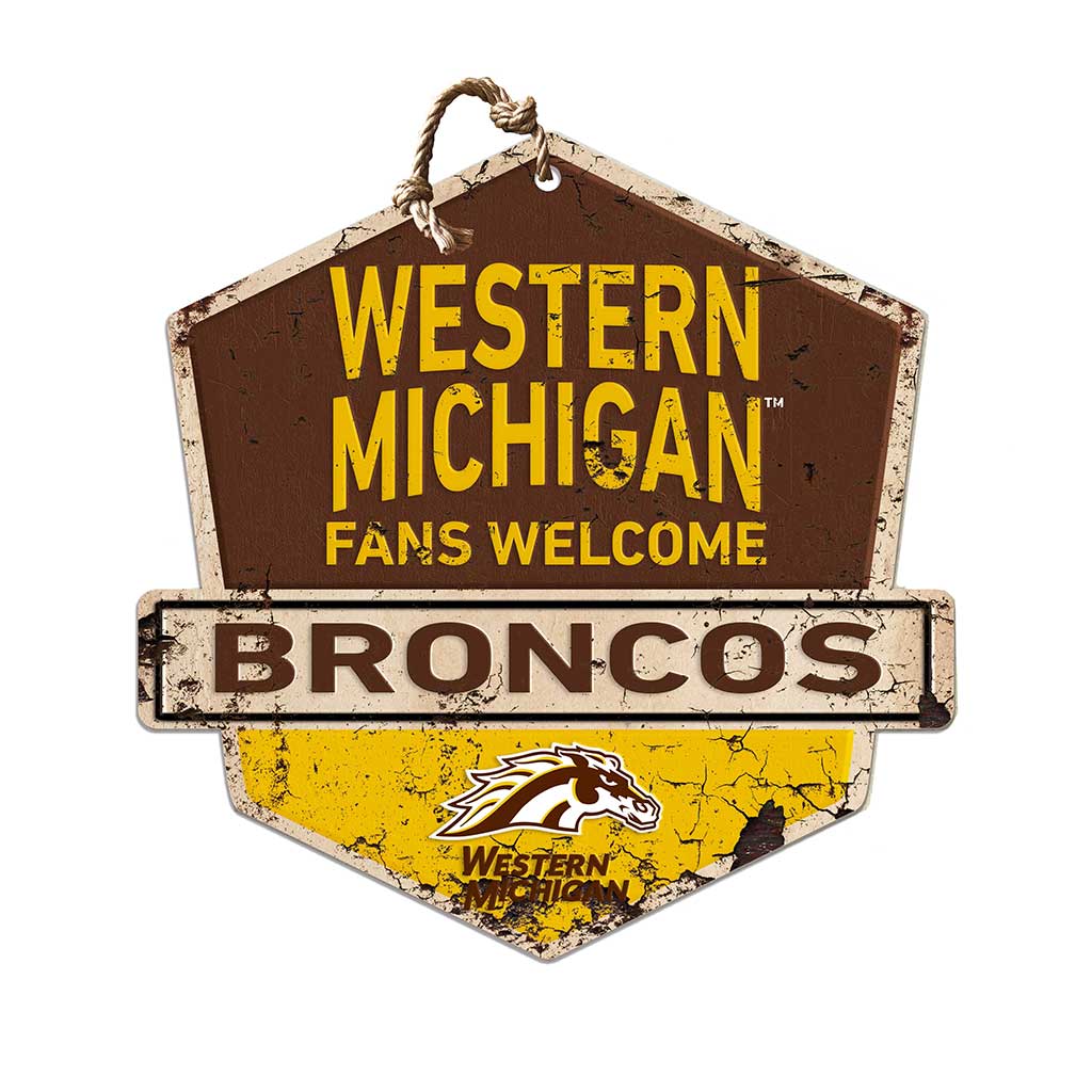 Rustic Badge Fans Welcome Sign Western Michigan Broncos