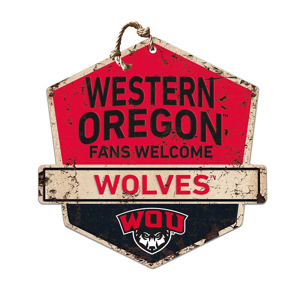 Rustic Badge Fans Welcome Sign Western Oregon Wolves