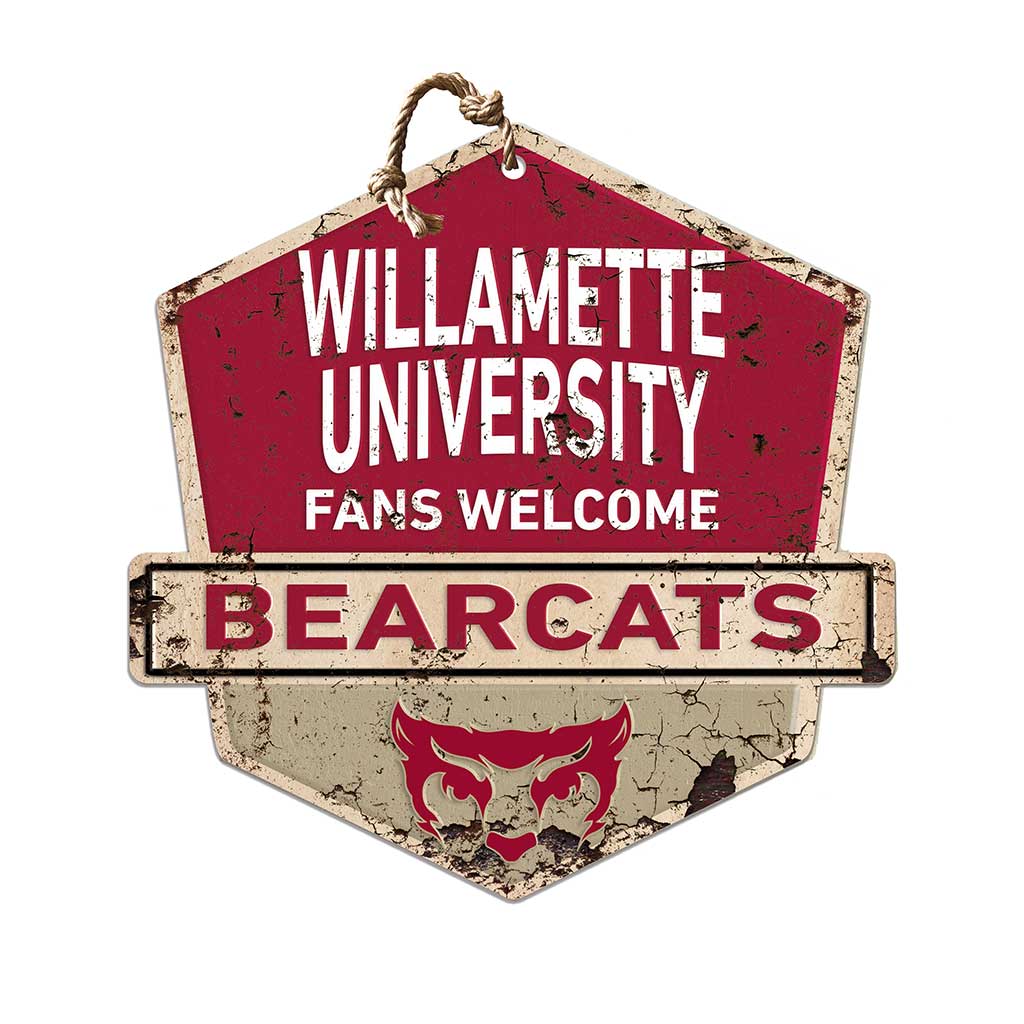 Rustic Badge Fans Welcome Sign Willamette Bearcats