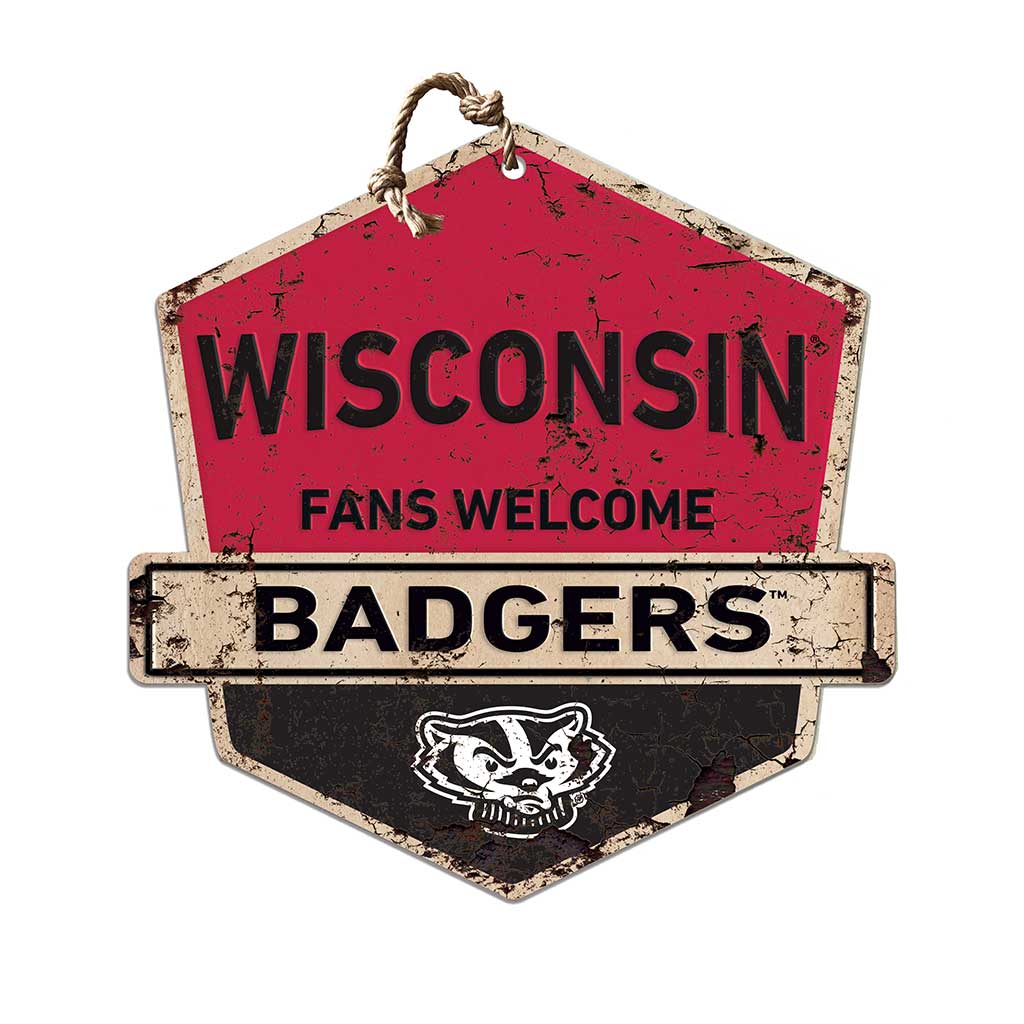Rustic Badge Fans Welcome Sign Wisconsin Badgers