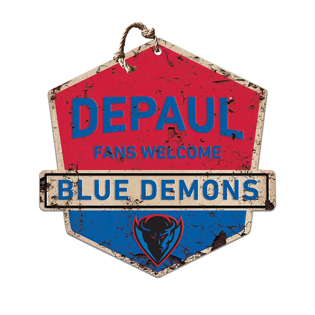 Rustic Badge Fans Welcome Sign DePaul Blue Demons