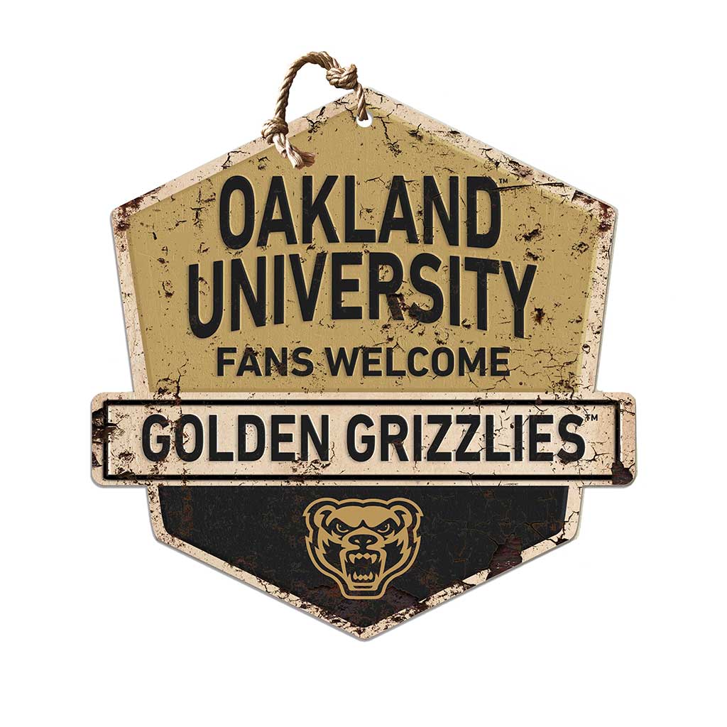 Rustic Badge Fans Welcome Sign Oakland University Golden Grizzlies