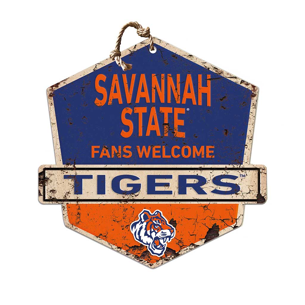 Rustic Badge Fans Welcome Sign Savannah State Tigers