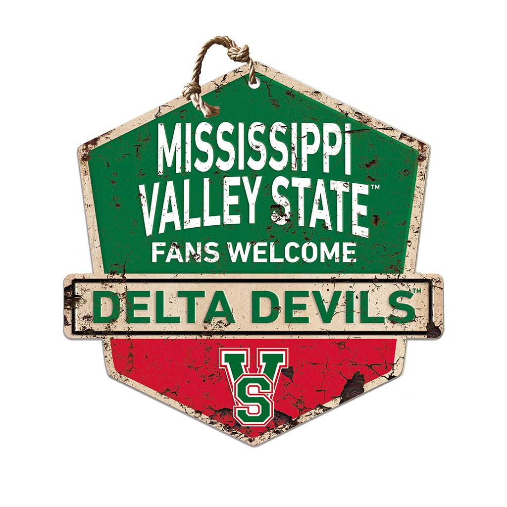 Rustic Badge Fans Welcome Sign Mississippi Valley State Delta Devils