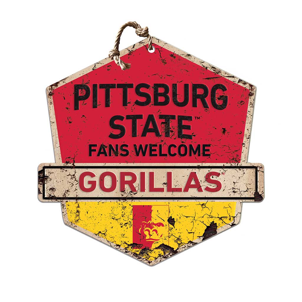 Rustic Badge Fans Welcome Sign Pittsburg State University Gorilla