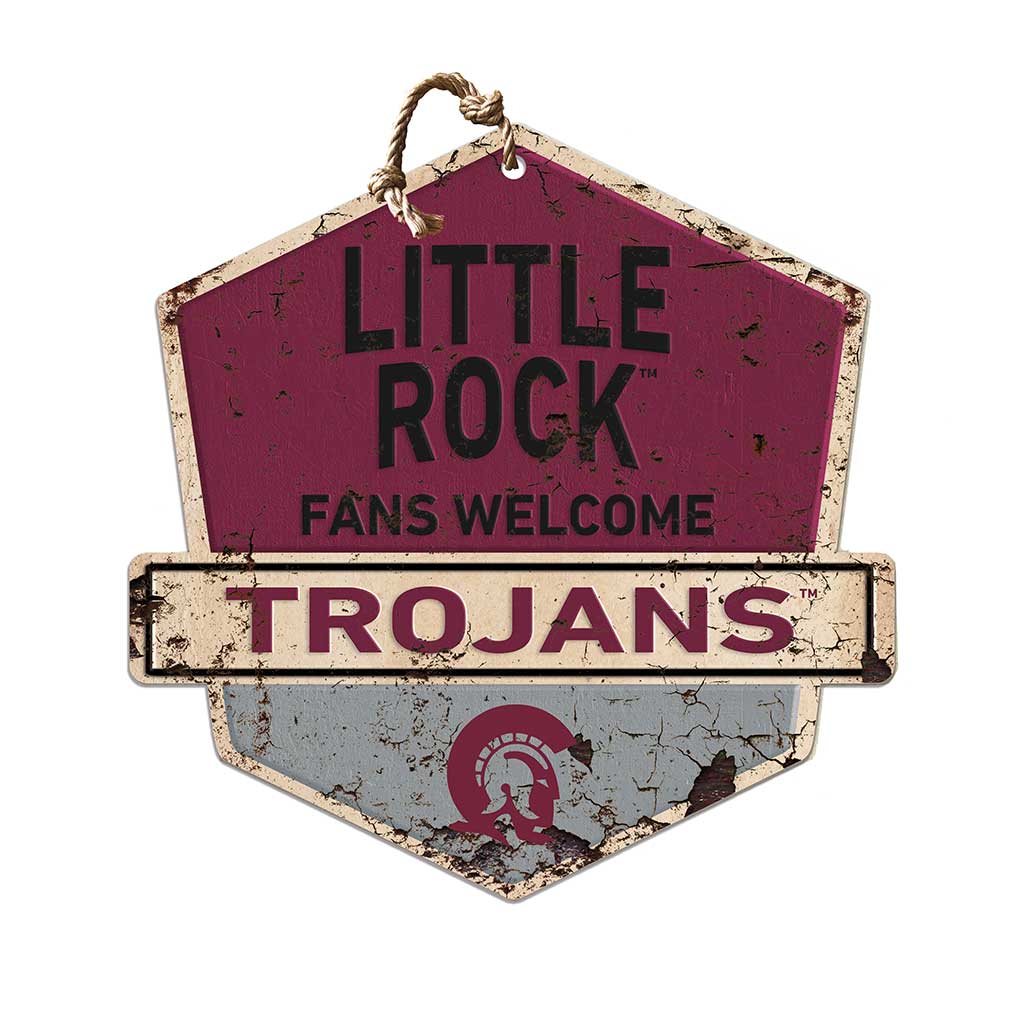 Rustic Badge Fans Welcome Sign Arkansas at Little Rock TROJANS