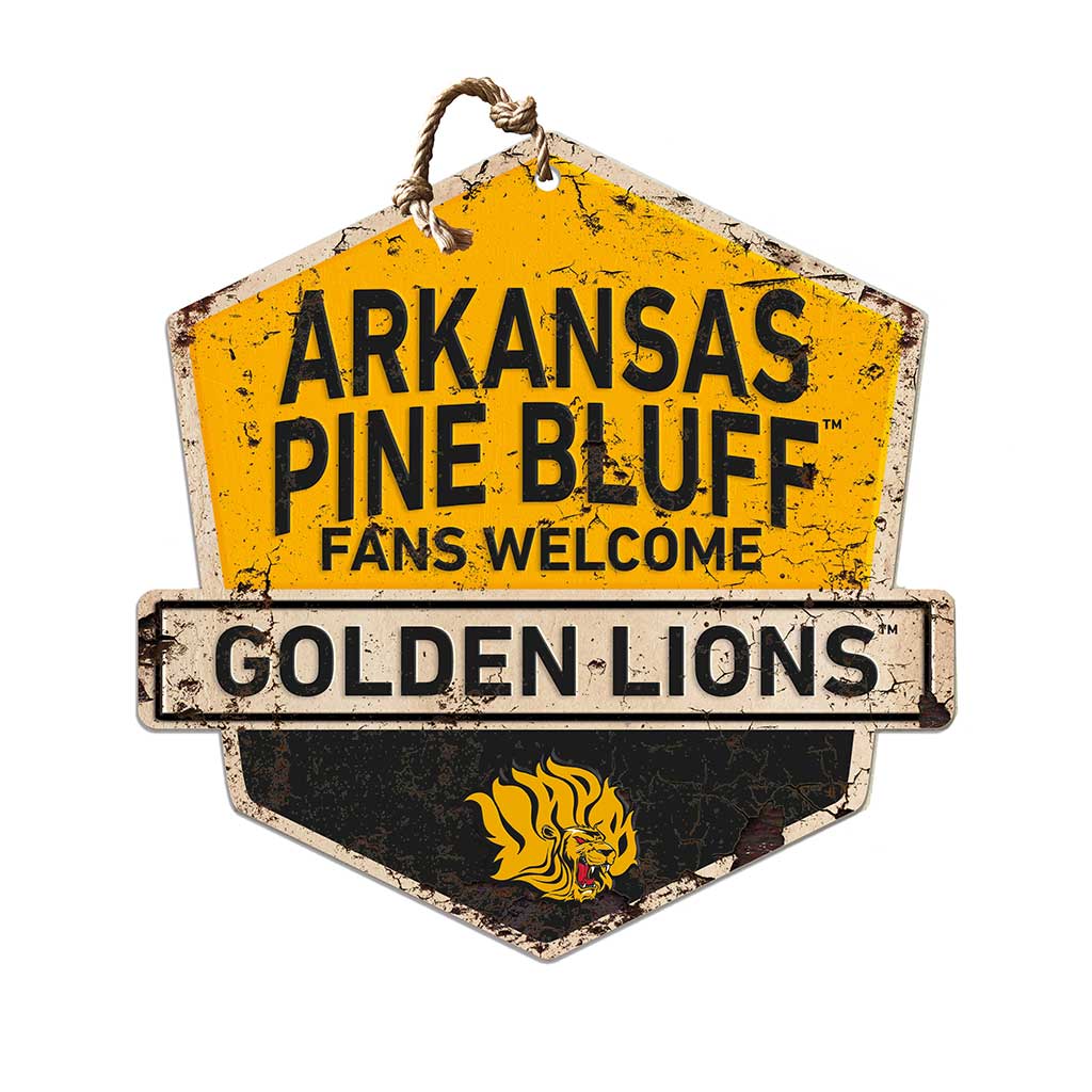 Rustic Badge Fans Welcome Sign Arkansas at Pine Bluff GOLDEN LIONS