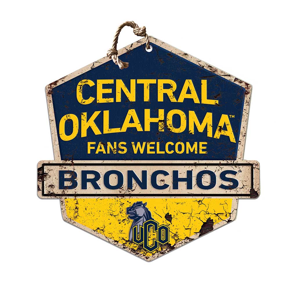 Rustic Badge Fans Welcome Sign Central Oklahoma BRONCHOS