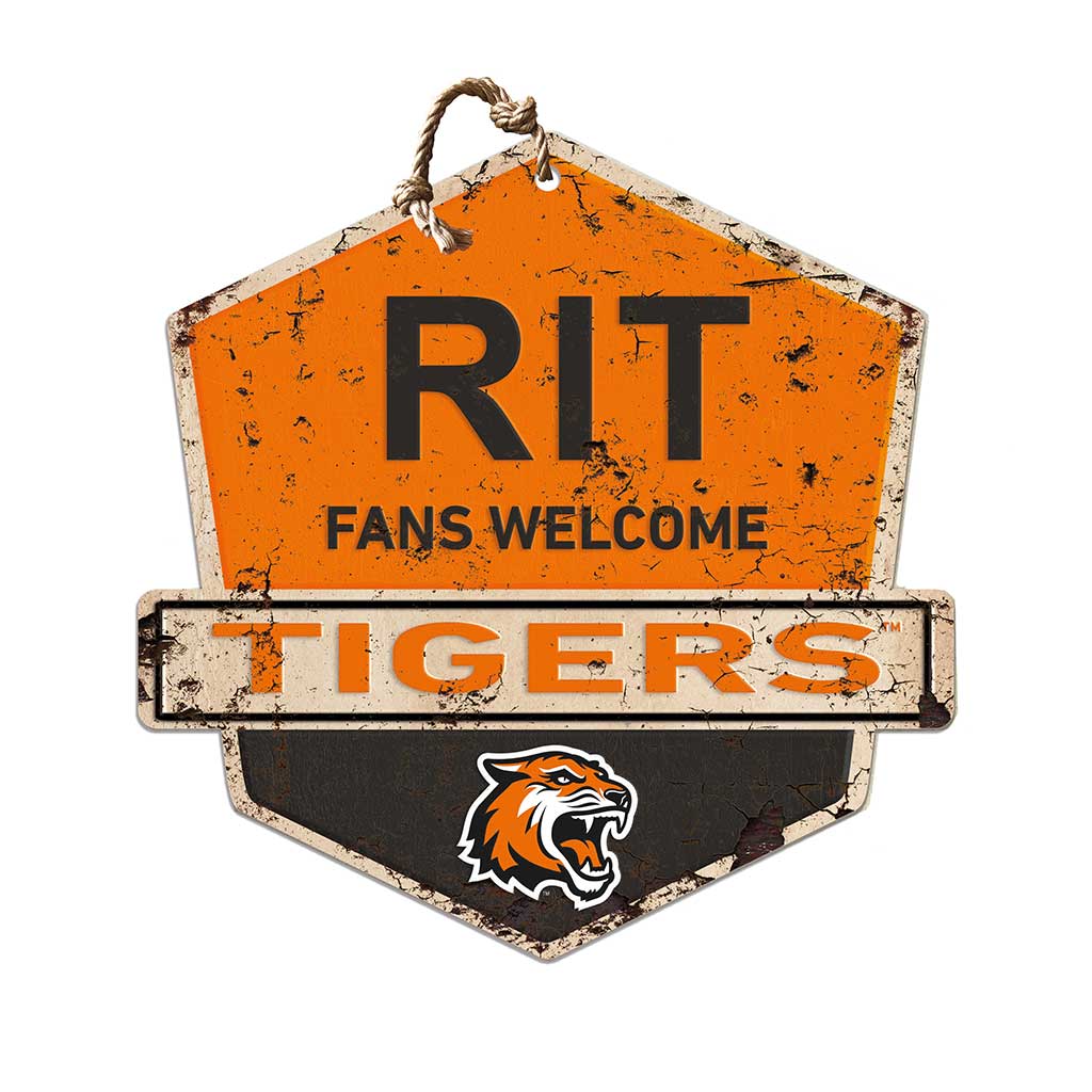 Rustic Badge Fans Welcome Sign Rochester Institute of Technology Tigers