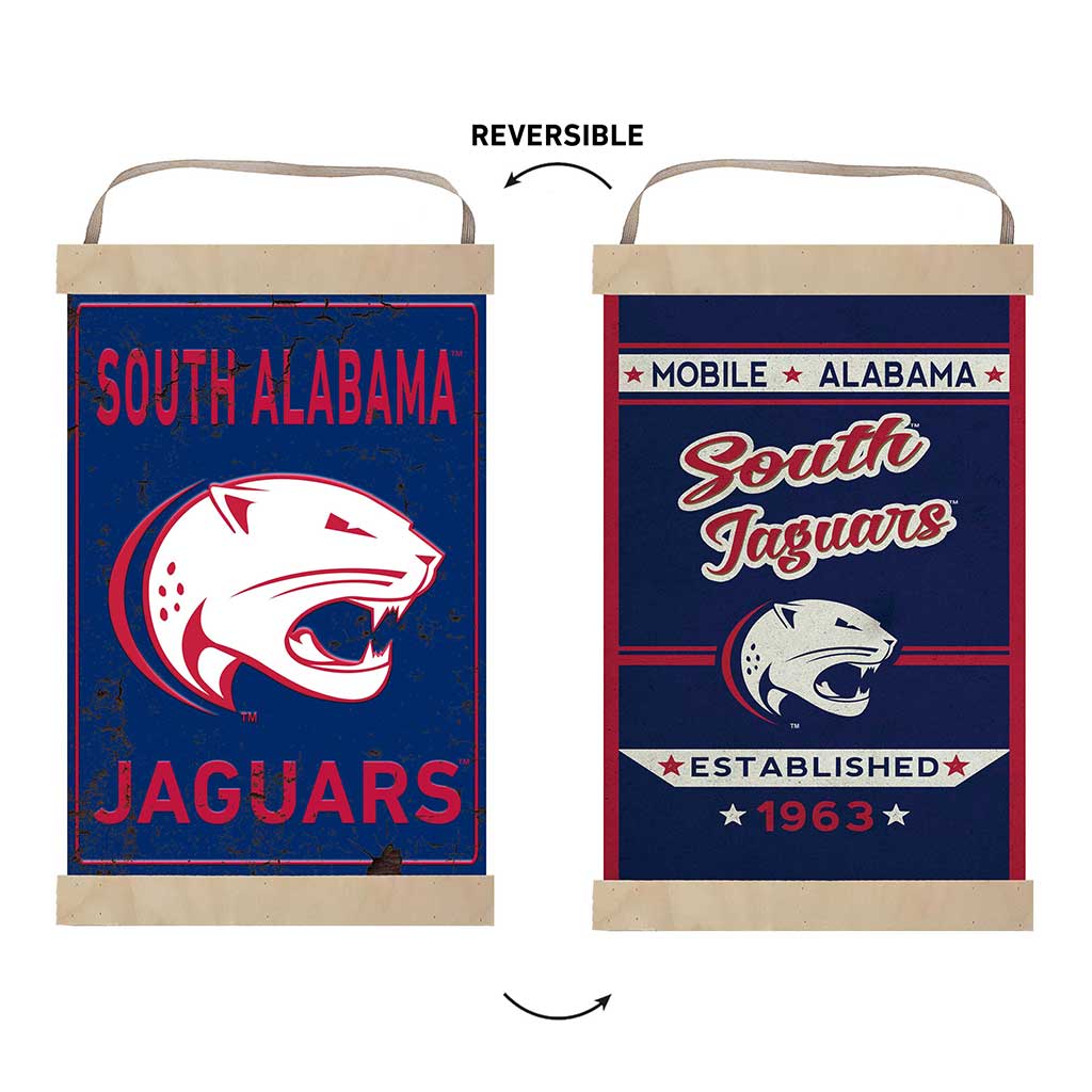 Reversible Banner Sign Faux Rusted University of Southern Alabama Jaguars