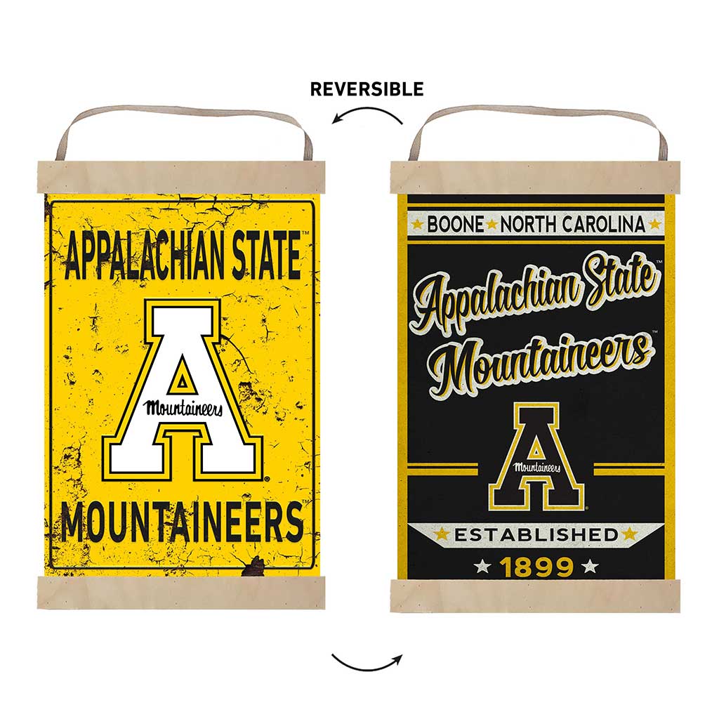 Reversible Banner Sign Faux Rusted Appalachian State Mountaineers