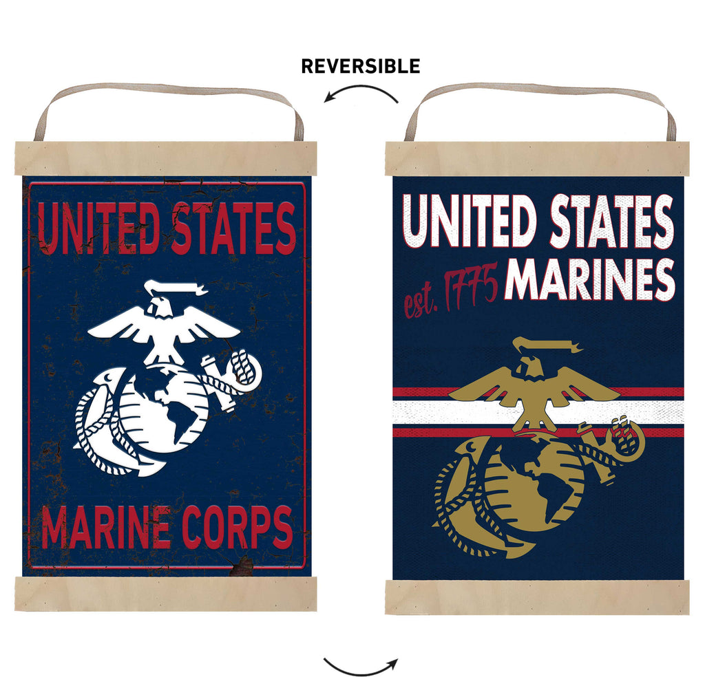 Reversible Banner Sign Faux Rusted Marines