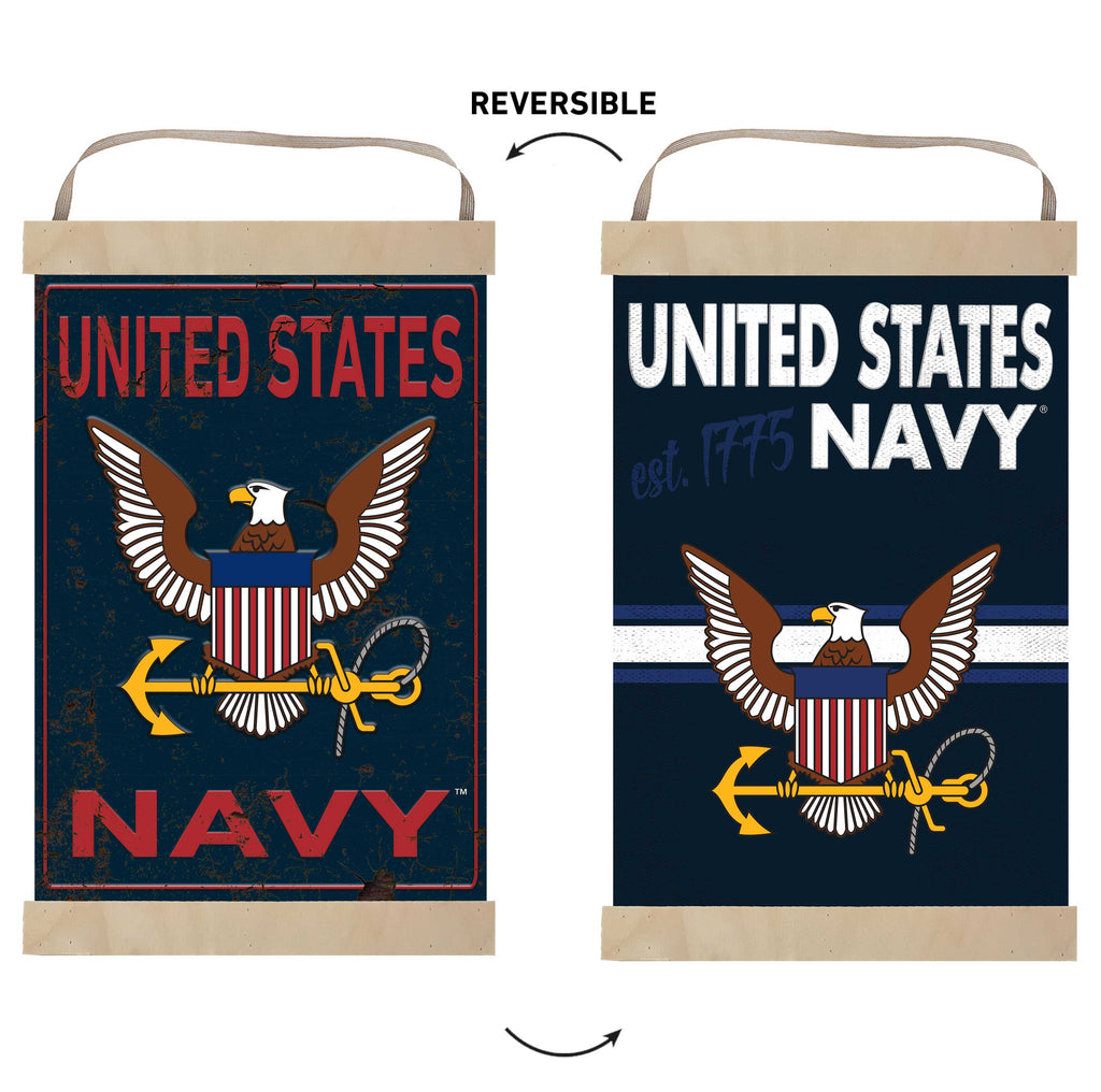 Reversible Banner Sign Faux Rusted Navy