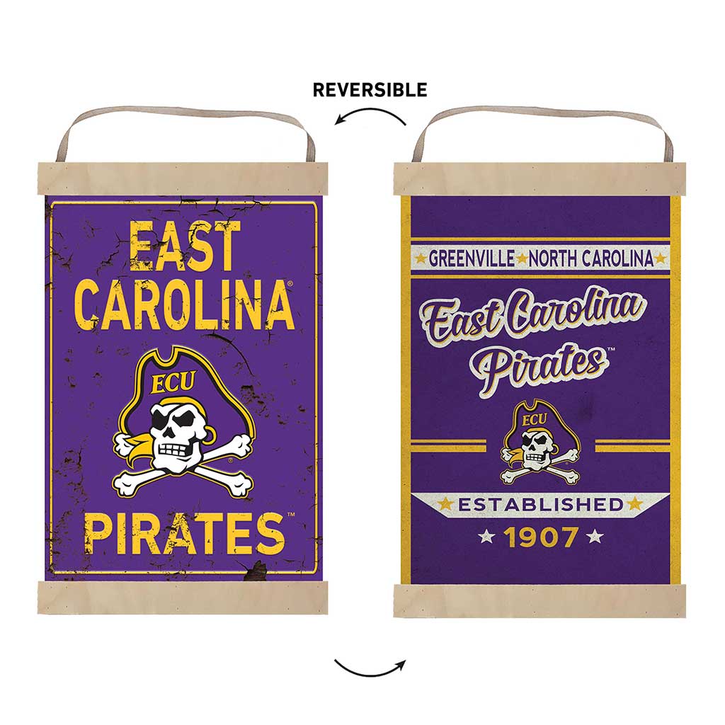Reversible Banner Sign Faux Rusted East Carolina Pirates